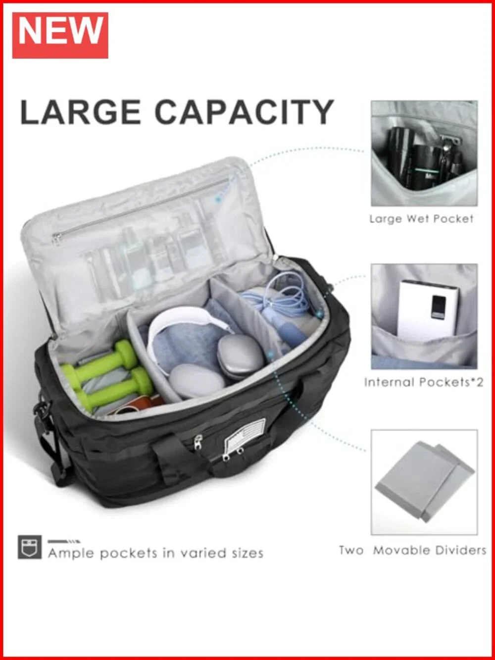 Carry On Duffel Bag with Shoe Compartment and Toiletry Bag